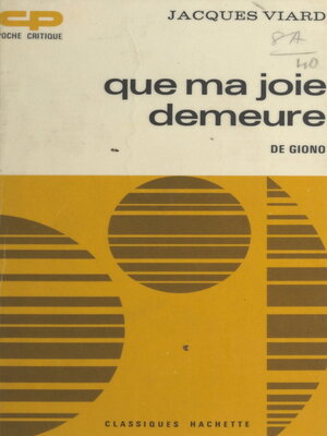 cover image of Que ma joie demeure, de Giono